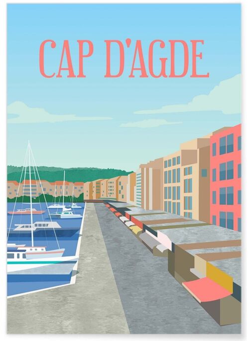 Affiche illustration de la ville du Cap d'Agde