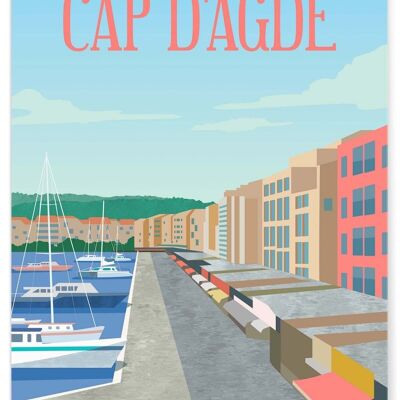 Affiche illustration de la ville du Cap d'Agde