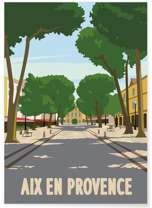 Affiche illustration de la ville d'Aix-en-Provence