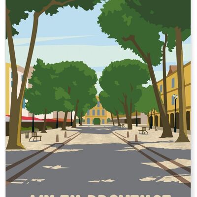 Illustration poster of the city of Aix-en-Provence