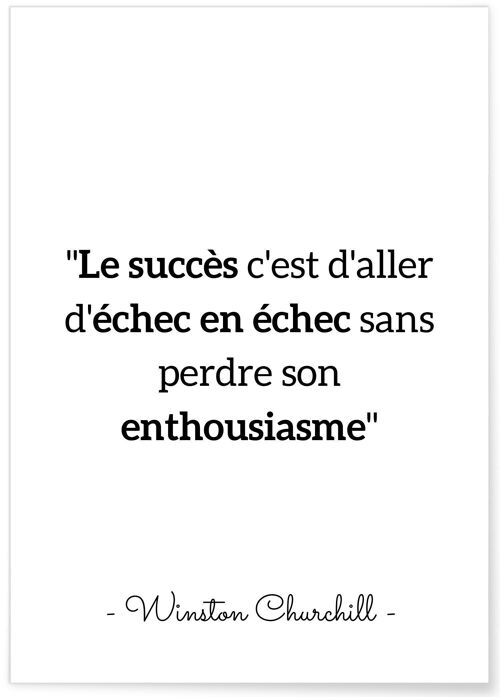 Affiche citation Winston Churchill "Le succès c'est aller..."