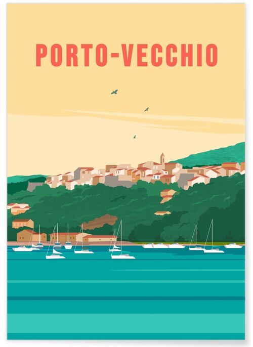 Affiche illustration de la ville de Porto-Vecchio