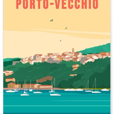 Affiche illustration de la ville de Porto-Vecchio