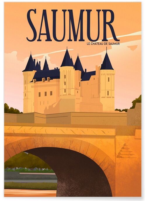 Affiche illustration de la ville de Saumur