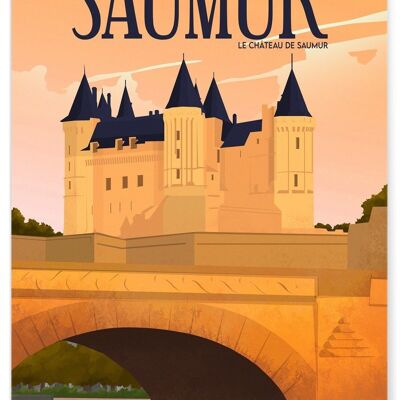 Affiche illustration de la ville de Saumur