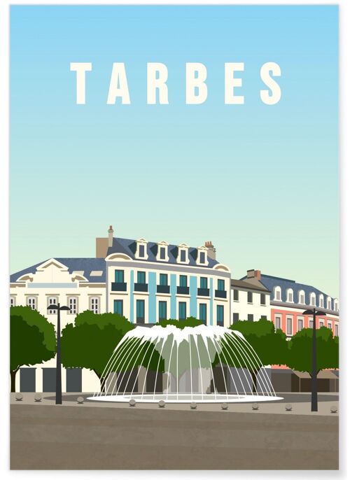 Affiche illustration de la ville de Tarbes