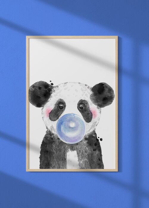 Affiche Bulle de Panda Bleue