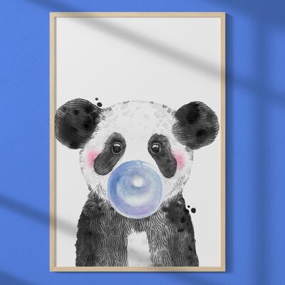Blue Panda Bubble Poster
