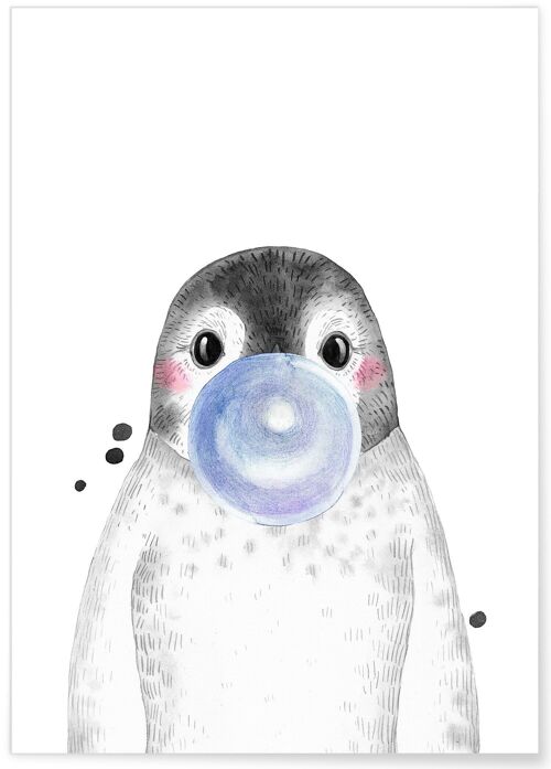 Affiche Bulle de Pingouin Bleue