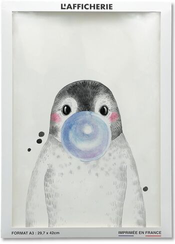 Affiche Bulle de Pingouin Bleue 2