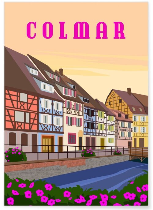 Affiche illustration de la ville de Colmar
