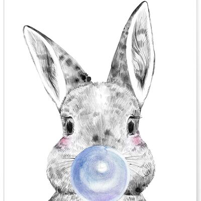 Blue Rabbit Bubble Poster