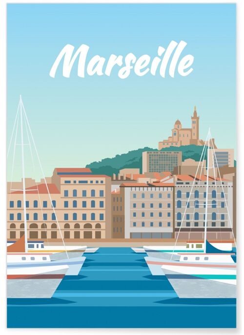 Affiche illustration de la ville de Marseille - 2