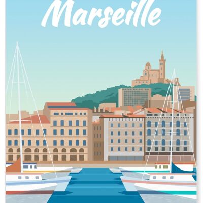 Affiche illustration de la ville de Marseille - 2