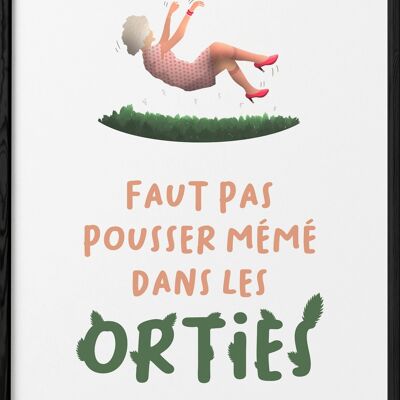 Affiche "Faut pas pousser mémé dans les orties"