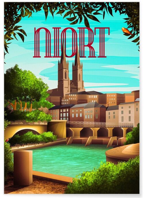 Affiche illustration de la ville de Niort