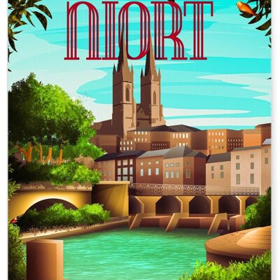 Illustration poster of the city of Niort