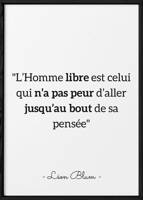 Affiche citation Léon Blum "L'Homme libre..."