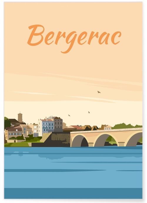Affiche illustration de la ville de Bergerac