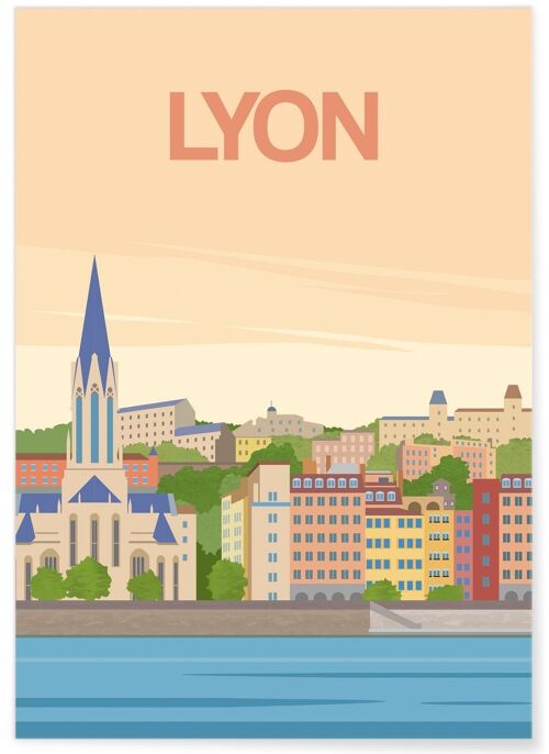 Affiche illustration de la ville de Lyon - 2