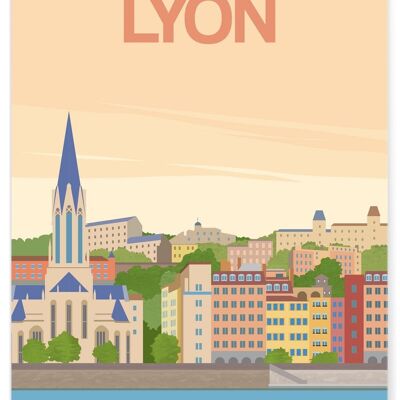 Affiche illustration de la ville de Lyon - 2