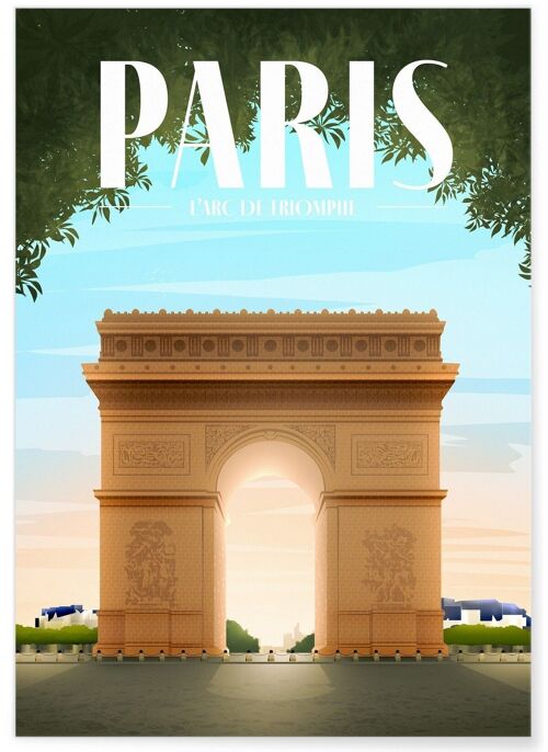 Affiche illustration de la ville de Paris - Arc de Triomphe