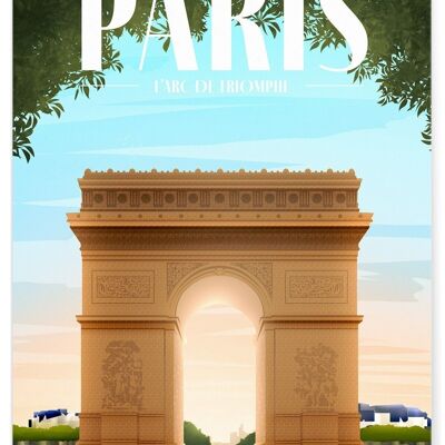 Affiche illustration de la ville de Paris - Arc de Triomphe