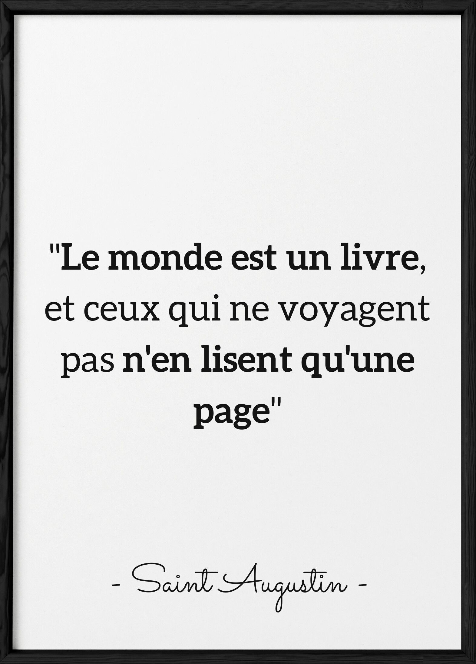 Póster con la frase de San Agustín "El mundo es un libro..."
