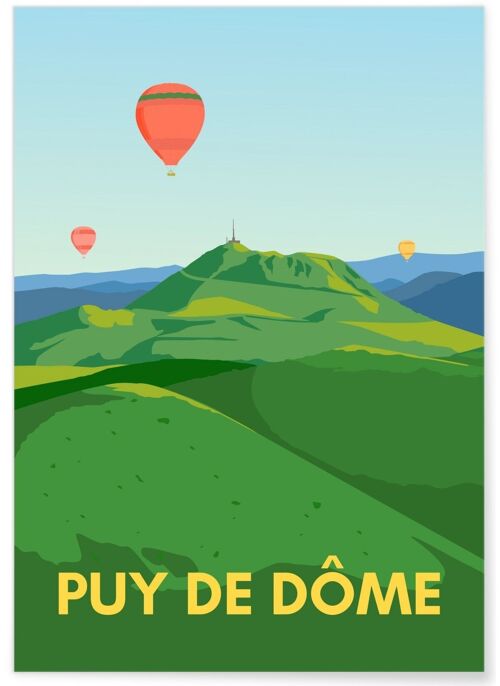 Affiche illustration de la ville du Puy-de-Dôme