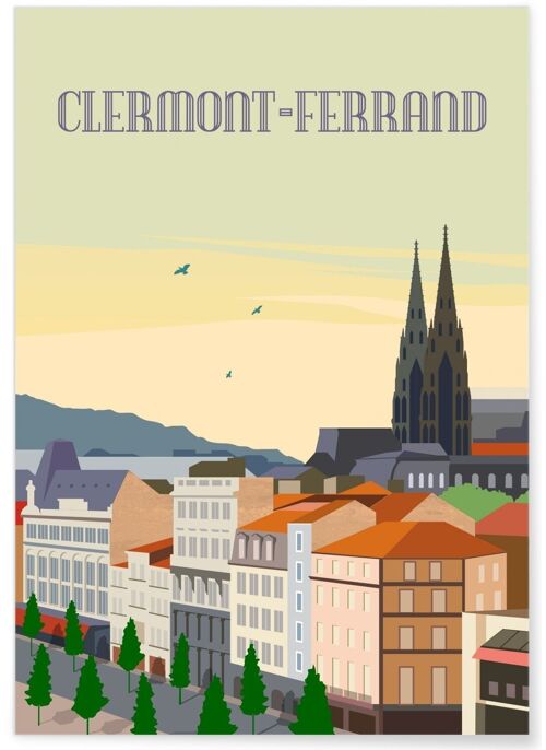 Affiche illustration de la ville de Clermont Ferrand - 2