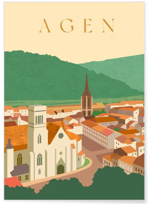 Affiche illustration de la ville d'Agen