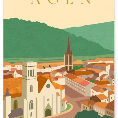 Affiche illustration de la ville d'Agen