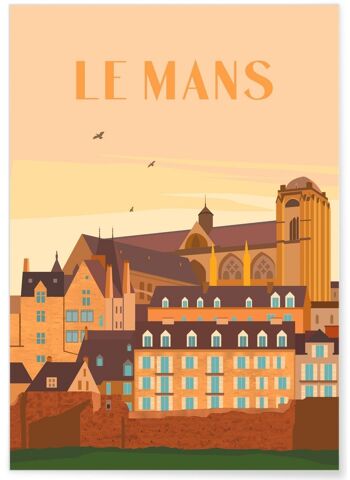 Affiche illustration de la ville de Le Mans - 2 1