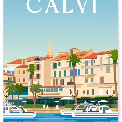 Illustrationsplakat der Stadt Calvi
