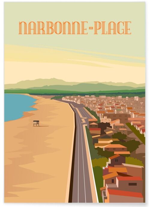 Affiche illustration de la ville de Narbonne-Plage