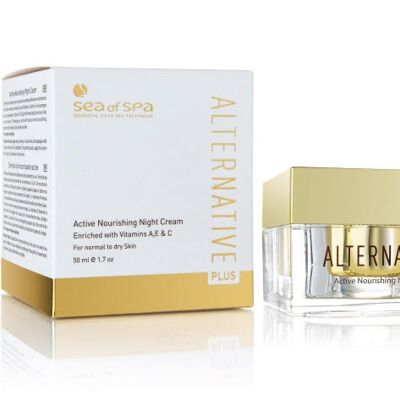 Alternative Plus - Crema de noche nutritiva activa con minerales del Mar Muerto para pieles normales a secas