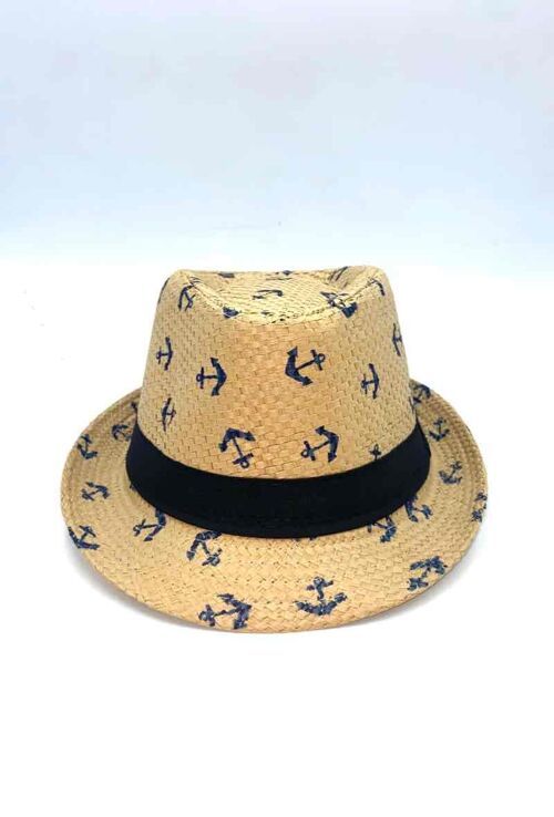 chapeaux motifs ancre marine