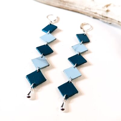 Earrings - leather - MISA - Blue and pastel blue
