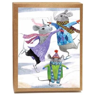 Mice Skating Boxed Notes - Lot de 8 cartes