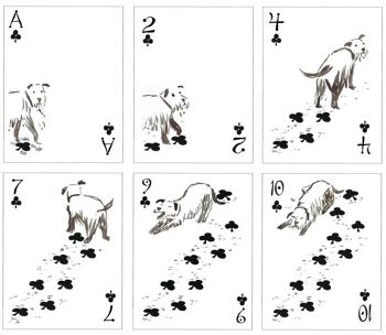 Pack de chiens jouant aux cartes 10