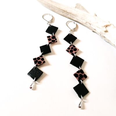 Pendientes - cuero - MISA - Negro y beige con peso