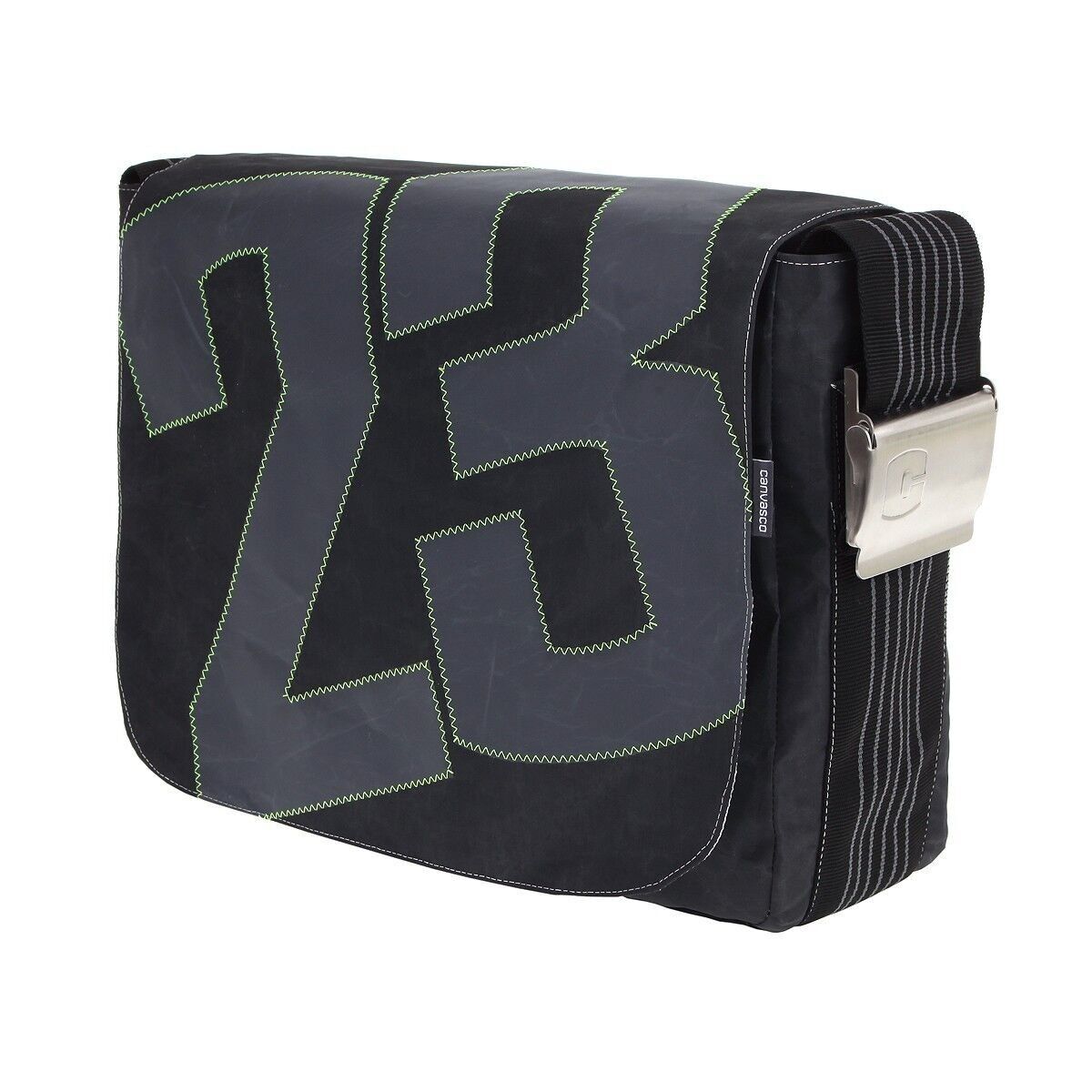 Borsa L, Collezione Canvas, Nero Nero Grigio Neon