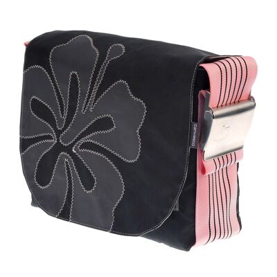 Bag L, Canvas Collection, Pink Black Hibiscus