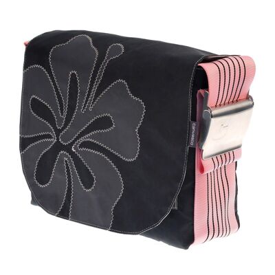 Sac L, Collection Canvas, Rose Hibiscus Noir