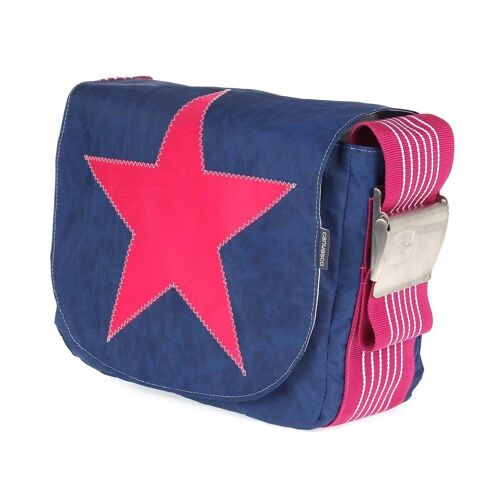 Bag L, Canvas Collection, Blau Himbeere Stern