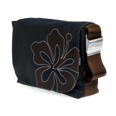 Bag L, Canvas Collection, Chocolate Black Hibiscus Brown