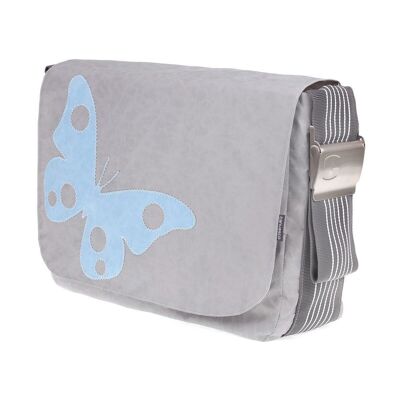 Bag L, Canvas Collection, Grau Grau Schmetterling Blau