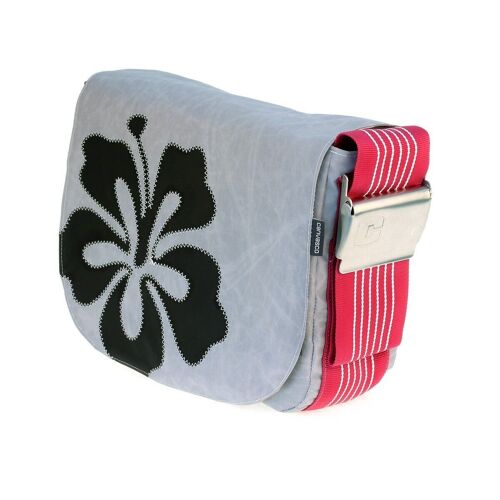 BAG S, Canvas Collection, Grau Himbeer Hibiskus Schwarz