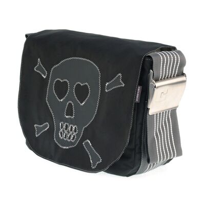 BOLSO S, Colección Canvas, Negro Gris Skull Grey