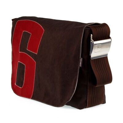 BAG S, Colección Canvas, Marrón Chocolate Rojo